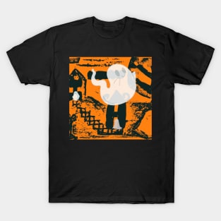 Cute Ghosts Halloween Scene T-Shirt